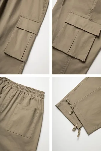 Vista 6 de THWEI Pantalones cargo para hombre, pantalones deportivos casuales de algodón, holgados, rectos