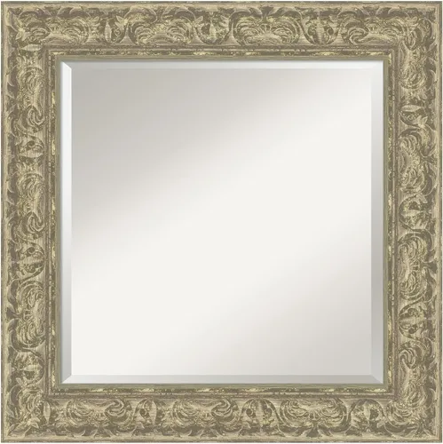 Vista 28 de Amanti Art - Espejo de baño plateado para sobre lavabo, espejo rectangular de níquel cepillado de 33x43, marco moderno extragrande, se cuelga