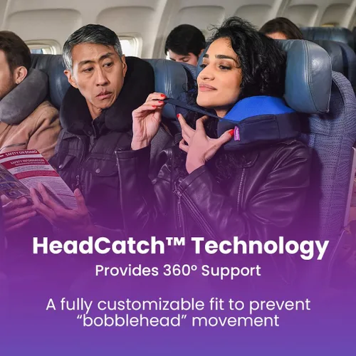 Vista 2 de Cabeau Almohada cervical de viaje para aviones – The Neck's Evolution, TNE S3 – Diseño de espuma viscoelástica de apoyo para vuelos de larga