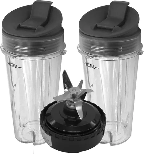 Vista 7 de Vaso de repuesto de 16 onzas con tapa y hoja extractora, compatible con Ninja Kitchen System Pulse Blender : BL200 30/BL201 30/BL201C 30/BL203QBK 30