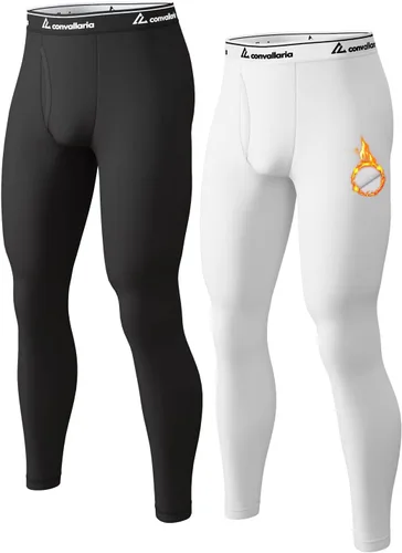 Vista 9 de 4 or 2 Pack Men's Thermal Pants Fleece Lined Long Johns Bottom Base Layer Negro/Gris