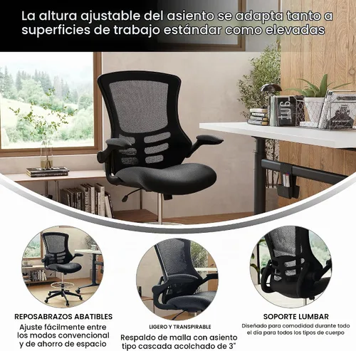Vista 4 de Flash Furniture - Sillas de malla para oficina Malla Negra