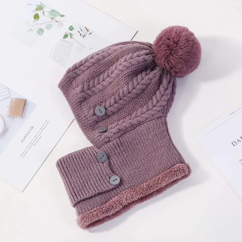 Vista 4 de Gorros de invierno para mujer, de una pieza, con forro polar, de punto, pasamontañas, con cuello de calavera, bufanda circular, sombrero de nieve