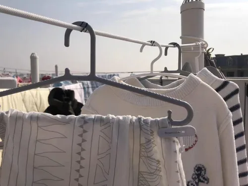 Vista 9 de Clothesline - Cuerda de secado de ropa, portátil, ajustable, para interiores y exteriores, línea de ropa a prueba de viento, colgador para camping