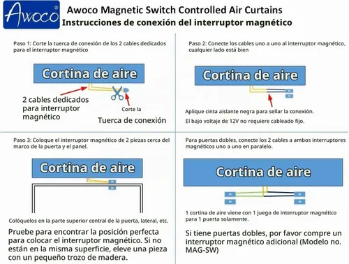 Vista 9 de Cortina de aire Awoco; 900 CFM; para uso comercial en interiores sobre puertas; con interruptor; resistente; 36 pulgadas, Blanco, 36" 120VAC, UL