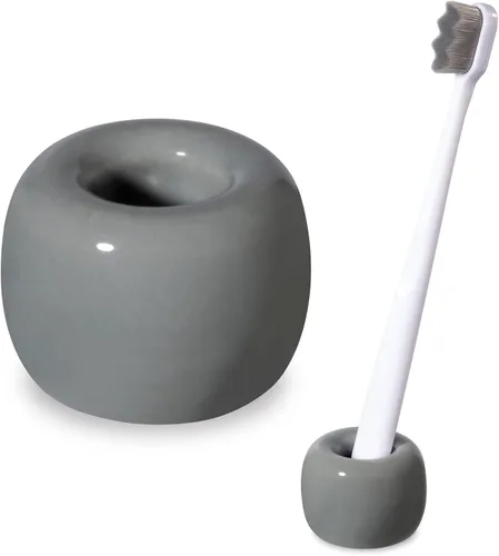 Vista 13 de Urbanstrive - Soporte para cepillo de dientes de cerámicas mini elegante para encimeras de mueble de baño (1 paquete, blanco)