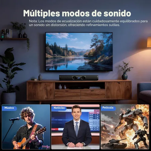 Vista 4 de Barra de sonido de 60 W para Smart TV 17 Inch, Deep Bass, Crystal Dialogue, Bluetooth 5.3/ARC/Optical/AUX Input, Wall Mountable,for