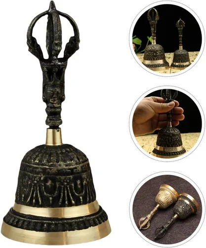 Vista 2 de Campana de llamada retro campana de mano antigua campanas de trineo de mano Campanas de cena de bronce Campanas decorativas Campana de servicio
