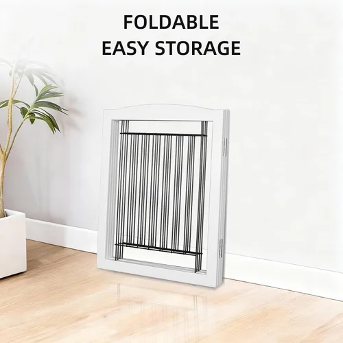Vista 7 de ZJSF Puerta plegable independiente para perros para casa, extra ancha, de madera, blanca, para interiores, para cachorros, escaleras, puertas Blanco