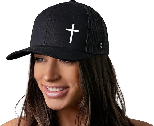 Vista 4 de HAKA Cross Hat - Christian Trucker Hat Jesus, Mesh Outdoor Hat for Men & Women, Adjustable Baseball Cap, Snapback Hat