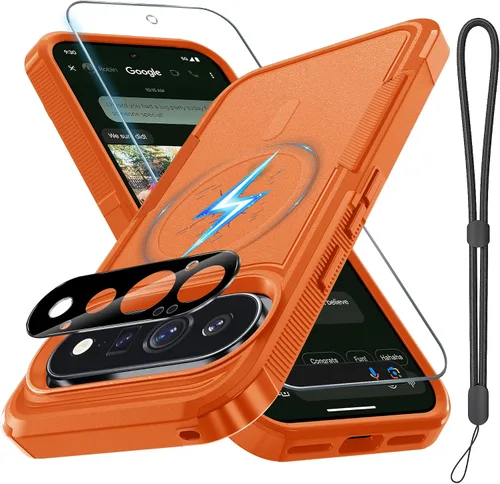 Vista 19 de Funda para Google Pixel 9A, de cuerpo completo, resistente, a prueba de golpes, con correa de cordón, protector de pantalla de vidrio templado
