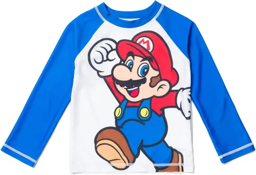 Vista 2 de SUPER MARIO Nintendo Mario Rash Guard - Camiseta de natación para niños pequeños a grandes