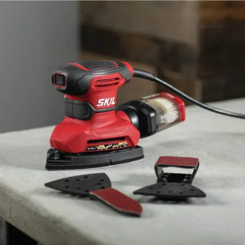 Vista 2 de SKIL SR232301 - Lijadora de detalles multifunción con cable con caja antipolvo de microfiltro, 3 accesorios adicionales y 12 hojas de lijado