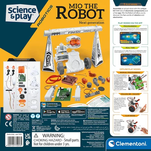 Vista 3 de Clementoni - Science & Play Mio Robot: Robot interactivo de aprendizaje STEM con aplicación, evitación de obstáculos y función de dibujo