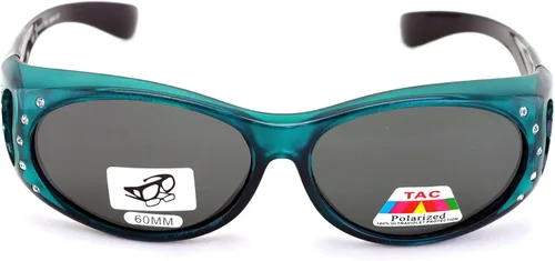 Vista 2 de V.W.E. Gafas de sol polarizadas para mujer, con diamantes de imitación, marco rectangular, con forma de corazón, 2.36 pulgadas