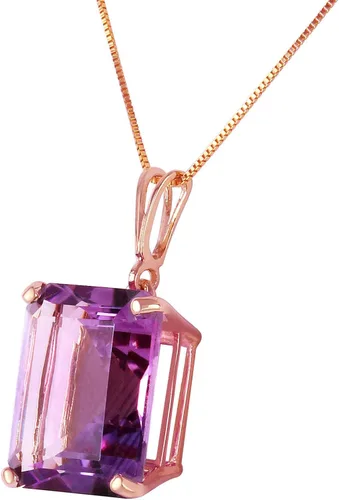 Vista 3 de Galaxy Gold GG Collar de oro rosa macizo de 14 quilates con amatista morada natural de 6,5 quilates