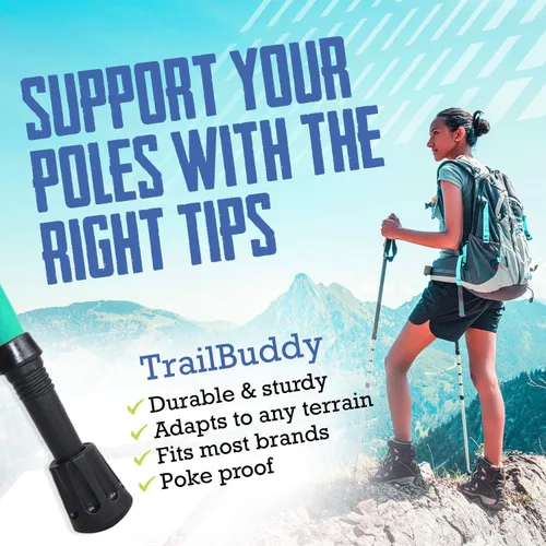 Vista 3 de TrailBuddy Replacement Hiking Pole Tips - Pack of 6 Walking Stick Tip Protectors