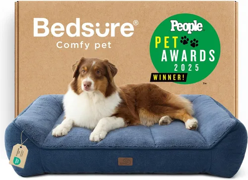 Vista 25 de Bedsure Cama ortopédica para perros de tamaño mediano, camas extra gruesas de apoyo para perros medianos con funda impermeable lavable, cómodo sofá
