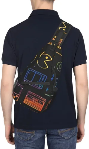 Vista 7 de Bolso tipo bandolera con estampado de videojuegos para videojuegos, mochila cruzada para hombro casual, mujeres y hombres