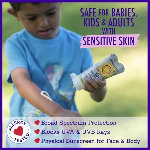 Vista 4 de California Kids Protector solar SPF 30 + Súper sensible (sin perfume) Protector solar mineral para niños Cara + cuerpo Dióxido de titanio