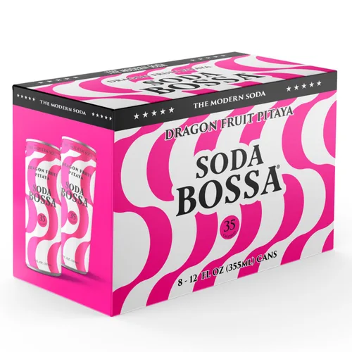 Vista 4 de Soda Bossa Soda sana espumosa, fruta del dragón, baja en calorías, sin gluten y sin OMG, sin culpa e hidratante, soda natural, latas de soda