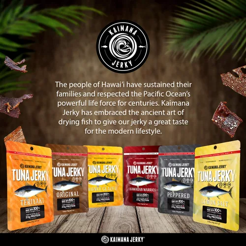Vista 9 de Kaimana Cecina de atún Ahi silvestre capturada en la naturaleza, sal de limón, rica en omega-3 y alta en proteínas, cecina de pescado totalmente
