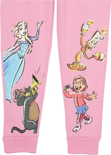 Vista 3 de Disney Conjunto deportivo corto con capucha y pantalón deportivo de forro polar D100 para niñas, Mickey, Stitch, Elsa, Mirabel, niñas 4-16