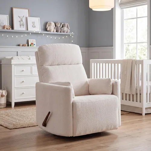Vista 17 de Silla reclinable giratoria de gran tamaño con calor y masaje, mecedora con reposacabezas ajustable, silla reclinable manual mecedora con 2 Chenille