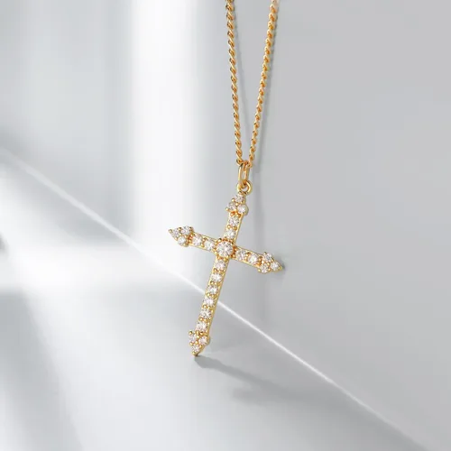 Vista 77 de Fettero - Collar con dije de cruz de fe, chapado en oro de 14 K, cadena fina, minimalista, simple, pequeña, para oración, regalo de joyería religiosa