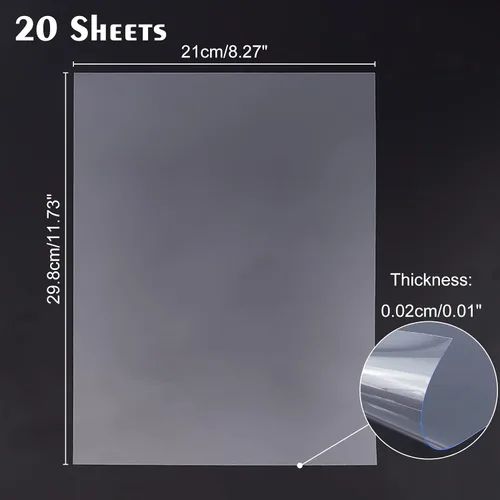 Vista 2 de AHANDMAKER 20 hojas de plástico flexible de PVC transparente, hoja de plástico transparente de 8.25 x 11.75 pulgadas con papel protector