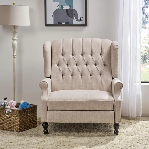 Vista 5 de Christopher Knight Home Salome - Reclinador de empuje hacia atrás, beige, marrón oscuro