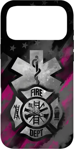Vista 22 de EMT EMS Firefighter Pink Smoke Line USA American Flag Case for iPhone 17