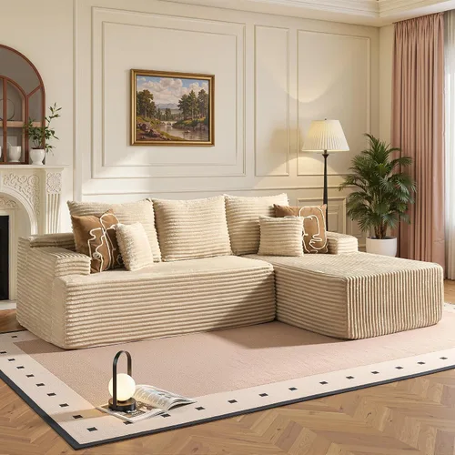 Vista 18 de Sofás seccionales Cloud de 96 pulgadas para sala de estar, sofá sin hueso en forma de L con cómoda silla, sofá modular con asiento profundo,