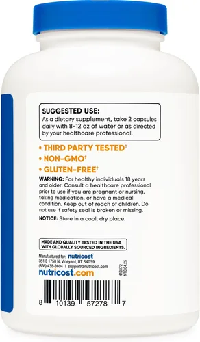 Vista 3 de Nutricost Echinacea 800 mg, 240 cápsulas, 2 botellas, tapas vegetarianas, sin OMG, sin gluten, 120 porciones
