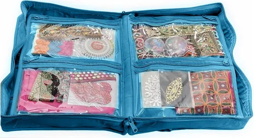 Vista 6 de Yazzii Quilter's - Bolsa para proyectos con 19 bolsillos, organizador de bolsas de almacenamiento portátil, organizador de almacenamiento multiusos