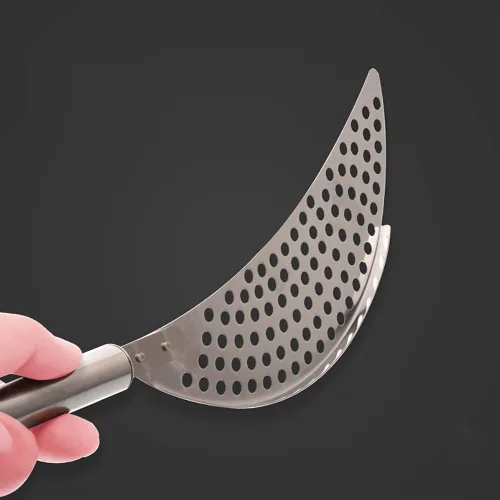 Vista 3 de Paquete de 2 coladores de acero inoxidable para grasa, para pasta, escurridor de mano para diferentes ollas, herramienta de cocina