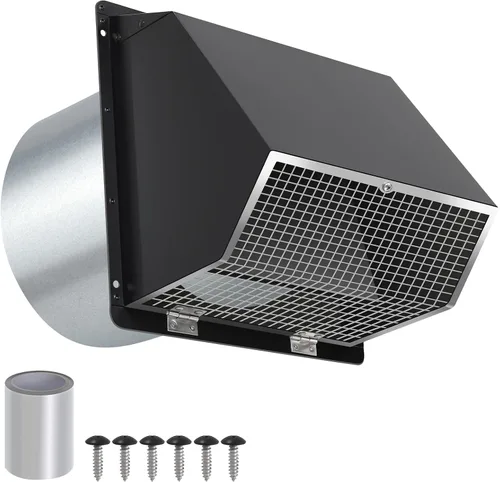 Vista 13 de Cubierta de ventilación para secadora de 3 pulgadas, rejilla de ventilación de pared con pantalla y amortiguador, cubierta de ventilación exterior