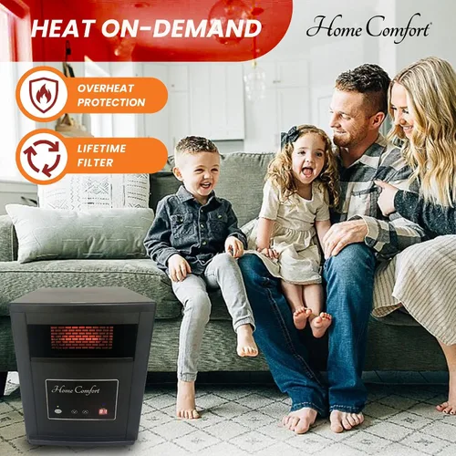 Vista 3 de Calentador infrarrojo Home Comfort 1500: calentador de espacio de eficiencia energética con termostato y control remoto, calentador portátil