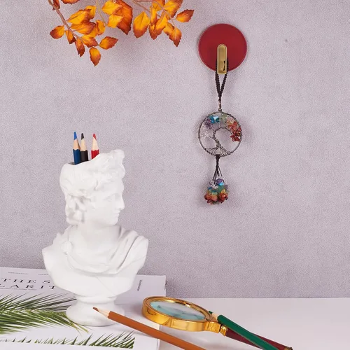 Vista 3 de Accesorio decorativo para automóvil, adorno de árbol de la vida de 7 chakras, piedra preciosa natural, dije de árbol de la vida, piedra de cristal