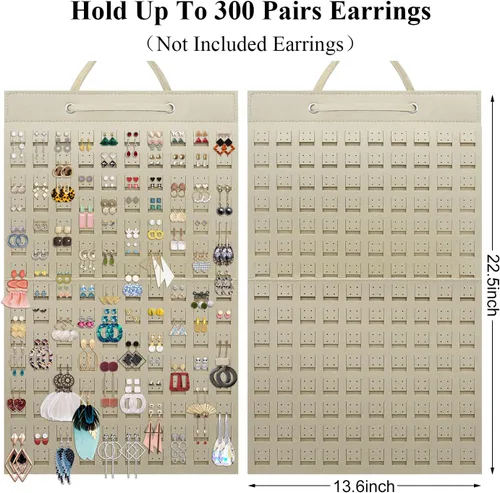 Vista 2 de Organizador de Aretes, Soporte Colgante para Aretes que Sostiene Hasta 300 Pares, Organizador de Aretes de Botón de Gran Capacidad