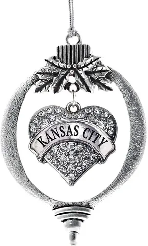 Vista 138 de Inspired Silver Adornos festivos de dije de corazón pave de plata con circonitas cúbicas