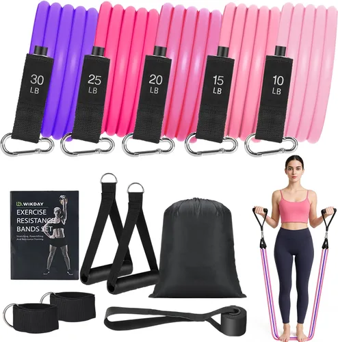 Vista 19 de WIKDAY Exercise Resistance Bands with Handles for Working Out Workout Bands Set with Door Anchor for Physical Therapy, Yoga, Pilates