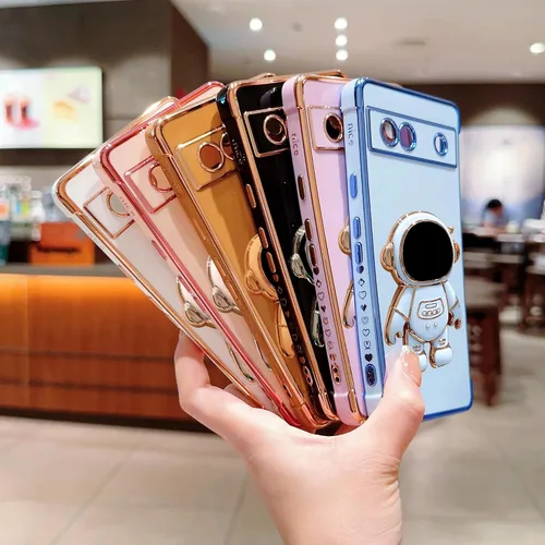 Vista 6 de phylla Funda para teléfono para Google Pixel 7A 6.1" 5g, Funda de teléfono con soporte astronauta chapado de lujo con patrón lateral pequeño