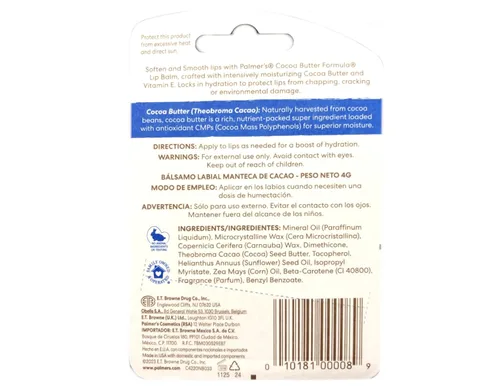Vista 3 de Bálsamo labial de Palmers con fórmula de manteca de cacao con factor de protección solar 15. 0.15 oz, 6