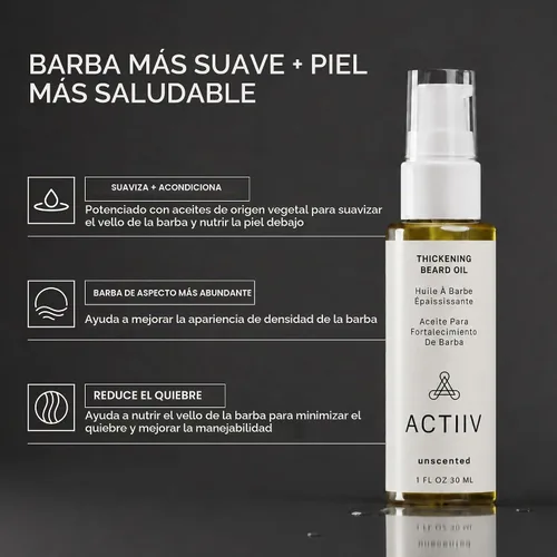 Vista 2 de Aceite para barba densificante, sin perfume, para barba más completa, 1 onza líquida