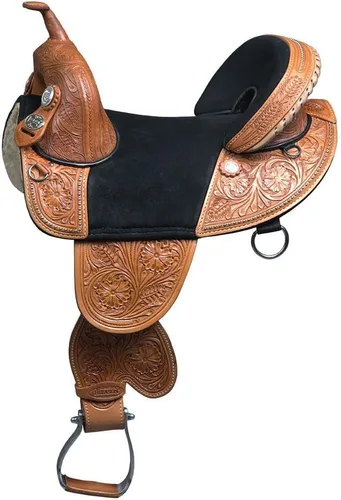 Vista 13 de HILASON Western Horse Treeless Trail Barrel Saddle American Leather for Horses Negro