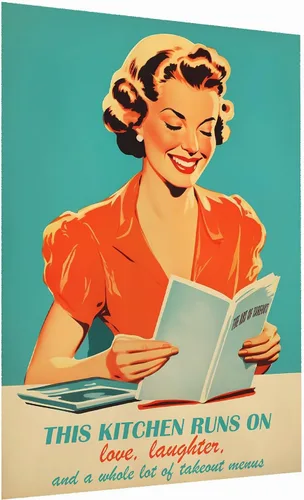 Vista 10 de Impresión retro de cocina – Divertido póster de los años 50, impresión retro de cocina, arte de pared de cocina feliz ama de casa, decoración retro
