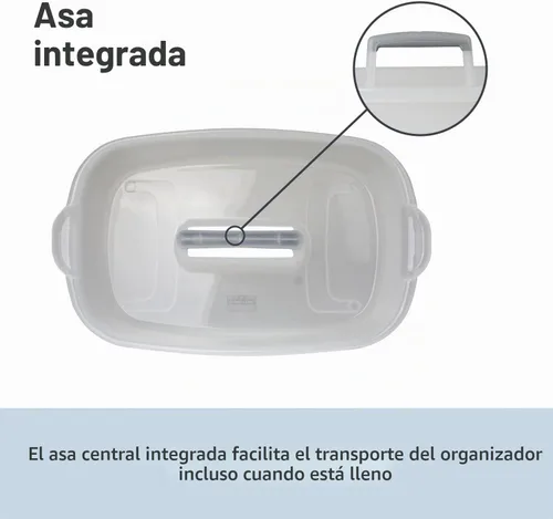 Vista 3 de Casabella Organizador de almacenamiento de limpieza multiusos de plástico con asa, 1.5 galones, transparente