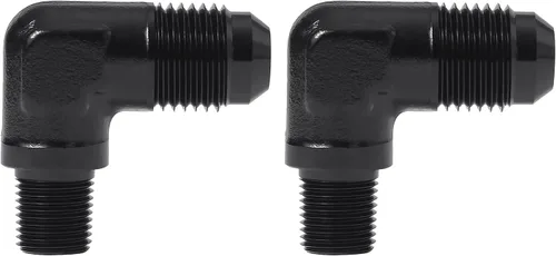 Vista 30 de EVIL ENERGY 3AN macho acampanado a 1/4" NPT tubo adaptador de ajuste de 90 grados aluminio negro 2 piezas
