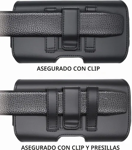Vista 6 de Funda de cierre magnético para Samsung Galaxy S26, S25, S24, S23, S22, S21, S20, S10, S9, S8, A10e A01 - Funda de cuero para cinturón con clip